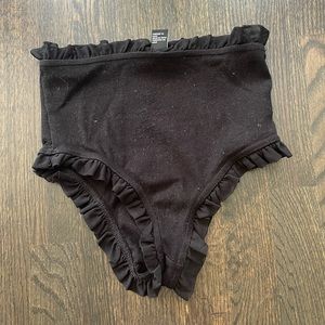 Black high waist ruffle rave bottoms
